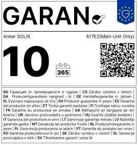 GARAN Label für Anker SOLIX A17E2 (nur Haupteinheit) mit 10 Jahren Herstellergarantie