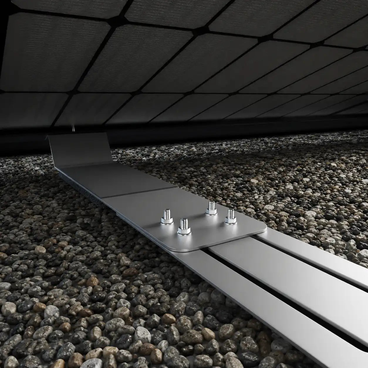 Solarmodul auf einer robusten Flachdachhalterung mit 18-22 Grad Neigungswinkel.