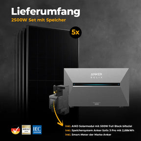 Balkonkraftwerk mit 2500W mit Speicher ohne Halterung - Lieferumfang