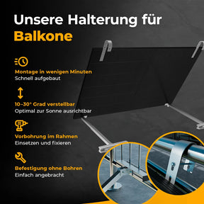 Solago Wandhalterung für Balkonkraftwerk – 10–30° neigbar, schnelle Montage, auch ohne bohren