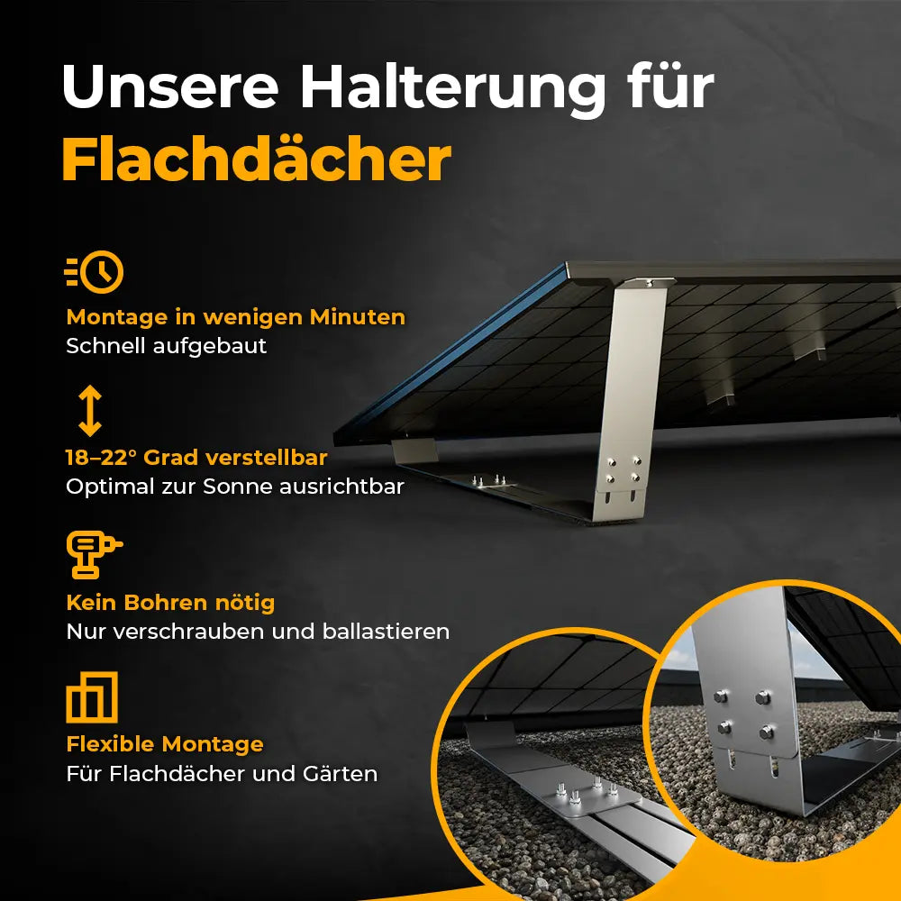 Balkonkraftwerk Flachdach Aufständerung – solago