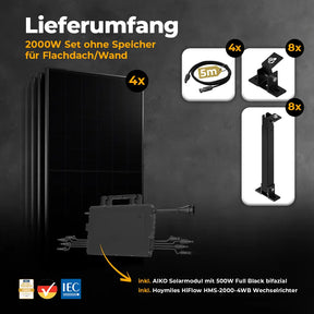 Balkonkraftwerk für das Flachdach/die Wand mit 2000W Lieferumfang