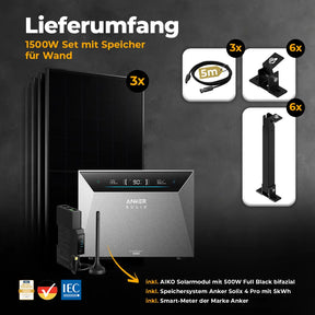 Balkonkraftwerk 1500W mit Speicher Anker SOLIX 4 Pro – Komplettset Wandmontage