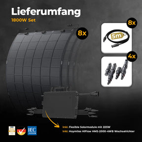 Produktbild Lieferumfang - Balkonkraftwerk 1800W Flexmodul ohne Speicher - Komplettset