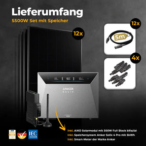 Solarkraftwerk 6000W mit Speicher Anker SOLIX 4 Pro - Set