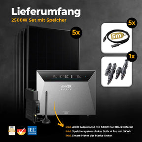 Solarkraftwerk 2500W mit Speicher Anker SOLIX 4 Pro - Set
