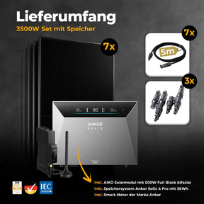 Solarkraftwerk 3500W mit Speicher Anker SOLIX 4 Pro - Set