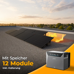 Solarkraftwerk 6000W mit Speicher Anker SOLIX 4 Pro - Komplettset Flachdach/Boden