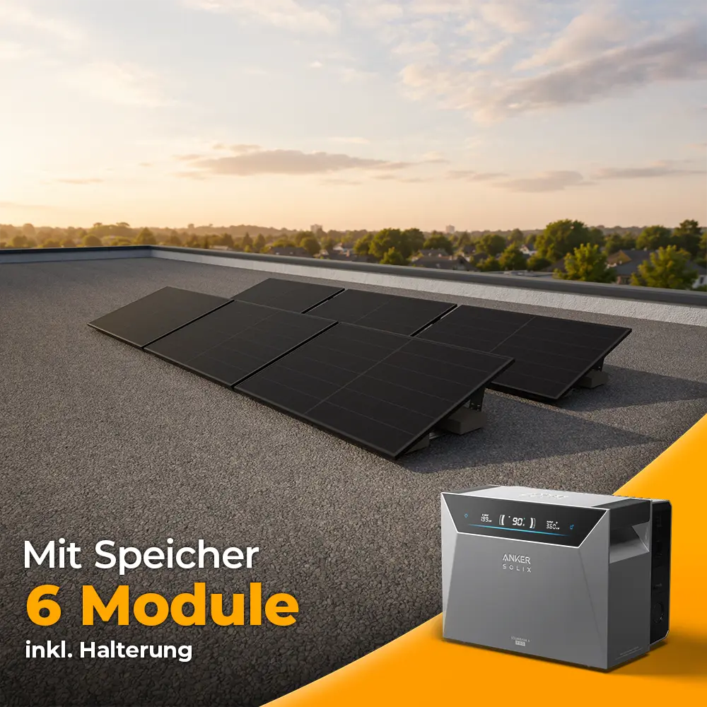 Solarkraftwerk 3000W mit Speicher Anker SOLIX 4 Pro - Komplettset Flachdach/Boden