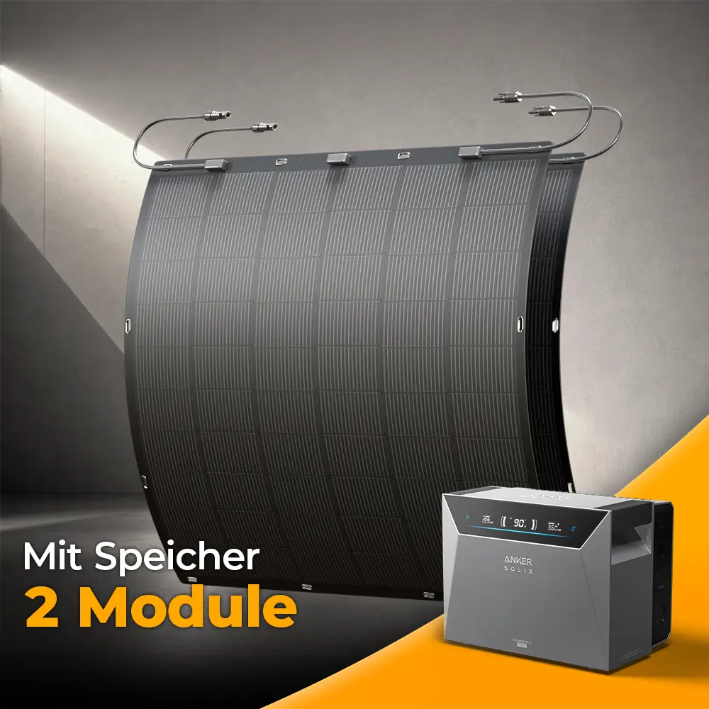 Balkonkraftwerk 450W mit flexiblen Solarmodulen mit Speicher Anker SOLIX 4 Pro - Set