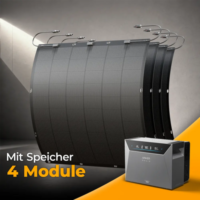 Balkonkraftwerk 900W mit flexiblen Solarmodulen mit Speicher Anker SOLIX 4 Pro - Set