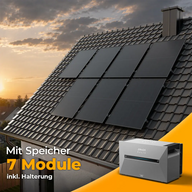 Solago Solarkraftwerk Schrägdach-Komplettset mit 7 Modulen und Anker Solix Speicher. Hochwertige Photovoltaikanlage für Ziegeldächer zur nachhaltigen Stromversorgung mit Stromspeicher.