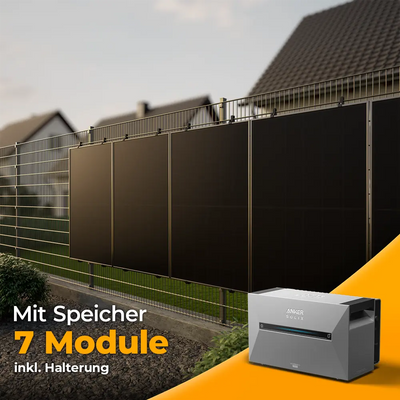 Solarkraftwerk 3500W mit Speicher Anker SOLIX 3 Pro - Komplettset Stabgitterzaun