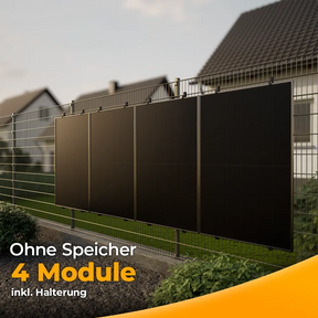 Balkonkraftwerk 2000W Glas-Glas bifazial - Komplettset Stabgitterzaun