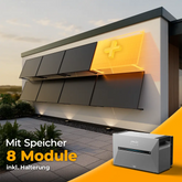Solarkraftwerk 4000W Komplettset für Wandmontage – mit 8 Glas-Glas bifazialen Solarmodulen und Anker Solix 3 Pro Speicher. Leistungsstarke Photovoltaikanlage für Wandinstallation mit integriertem Stromspeicher – jetzt bei solago kaufen.