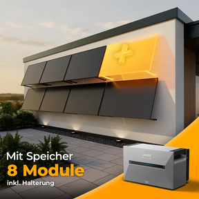 Solarkraftwerk 4000W Komplettset für Wandmontage – mit 8 Glas-Glas bifazialen Solarmodulen und Anker Solix 3 Pro Speicher. Leistungsstarke Photovoltaikanlage für Wandinstallation mit integriertem Stromspeicher – jetzt bei solago kaufen.